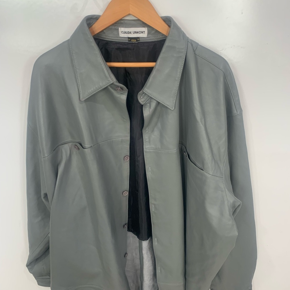 Vintage Claude Lamont Gray Leather Jacket size 4XL for broad shoulders for men
